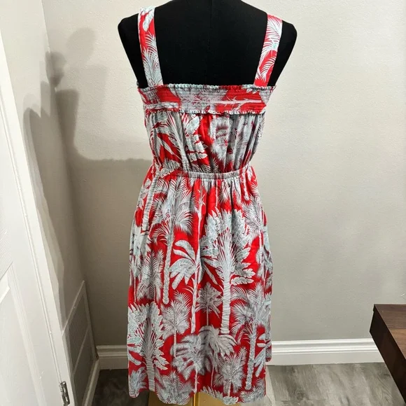 Talbots Oasis Palm Voile Fit and Flare Dress Size 2 Petite Resortwear Beach Vaca - Picture 4 of 8